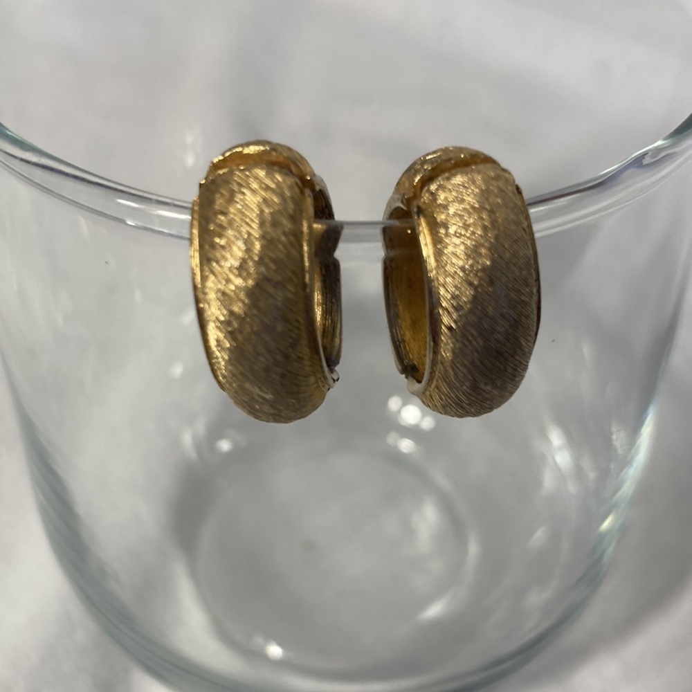 Textured Gold Tone Clip Earrings - Picture 2 of 2